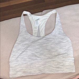 Lululemon sports bra, white and gray